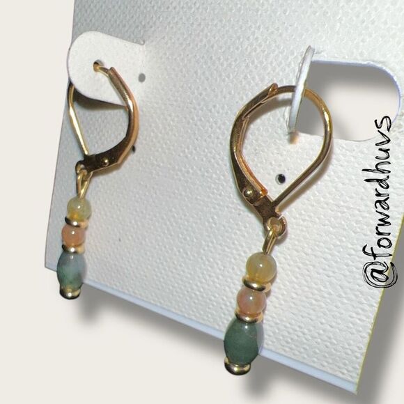 Bundle Sale 3 for $15 | Latch Back Dangle Earrings with Three Colored Beads – 1. - Picture 1 of 8